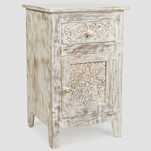 Global Archive Hand Carved Accent Table in Solid Mango Wood